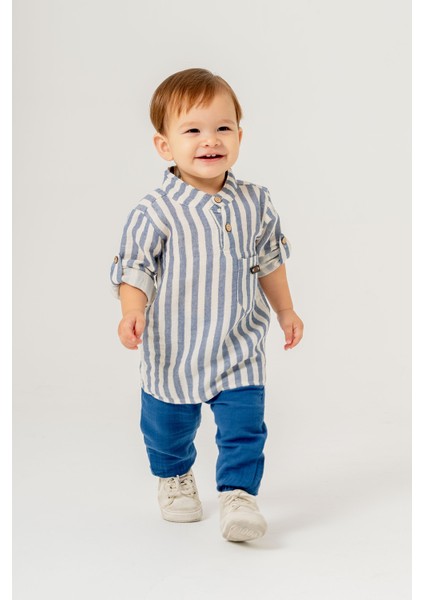Erkek Bebek Çizgili Gömlek Ikili Takım modelleri