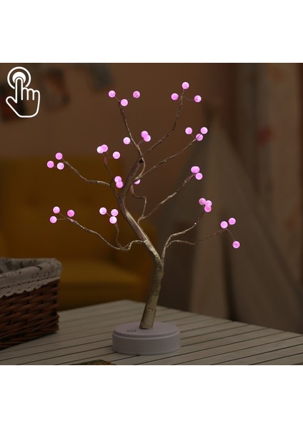 Yaratıcı Dekorasyon Dokunmatik Kontrol Ağacı Lambası 36 LED Pembe Işık Pembe Işık (Yurt Dışından)