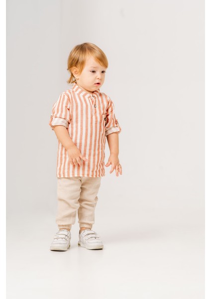 Erkek Bebek Çizgili Gömlek Ikili Takım modelleri