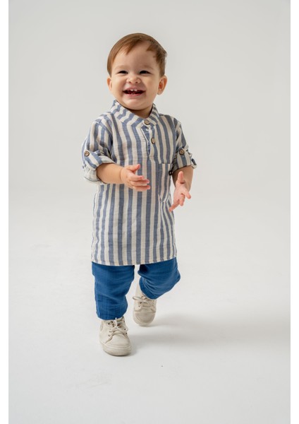 Erkek Bebek Çizgili Gömlek Ikili Takım