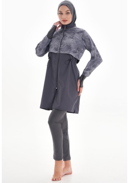 Tam Kapalı Tesettür Mayo 2322 Pera Düz Gri