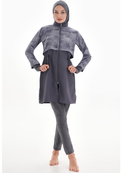Tam Kapalı Tesettür Mayo 2322 Pera Düz Gri modelleri