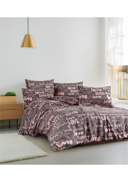 Love desenli pamuklu tek kişilik genç odası nevresim seti (çarşafsız)