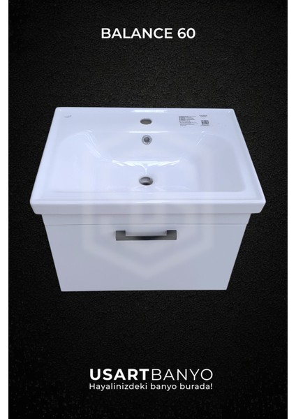 Balance 60 cm Beyaz Banyo Dolabı, Damla Günışığı LED Ayna 80 x 56 cm fırsatları