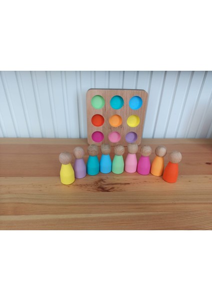 Eşleştirme Tablalı Peg Bebek Seti - 9 Renk