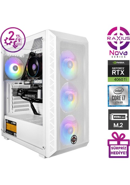 Nova G2 I7 4060TI-27F12 I7-12700F 16 GB 1 TB SSD RTX4060TI Windows 11 Pro Gaming Masaüstü Bilgisayar