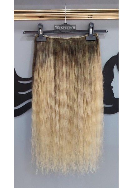 Yarımay + 2 Yan 170 gr 65-70 cm Gerçek Saç Çıtçıt Dip Kumral Alt Platin Renk