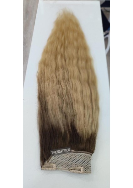 Yarımay + 2 Yan 170 gr 65-70 cm Gerçek Saç Çıtçıt Dip Kumral Alt Platin Renk modelleri