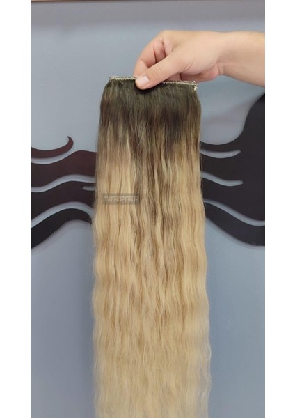 Yarımay + 2 Yan 170 gr 65-70 cm Gerçek Saç Çıtçıt Dip Kumral Alt Platin Renk fırsatları