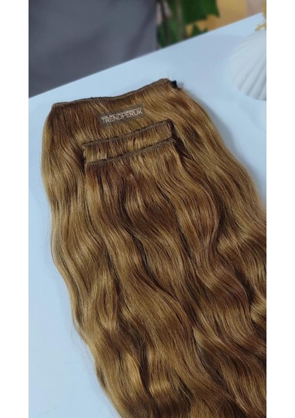 Yarımay + 2 Yan 170 gr 65-70 cm Gerçek Saç Çıtçıt Açık Kumral Renk fırsatları