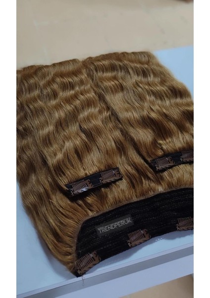 Yarımay + 2 Yan 200 gr 65-70 cm Gerçek Saç Çıtçıt Açık Kumral Renk modelleri