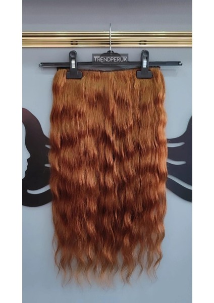 Yarımay + 2 Yan 200 gr 65-70 cm Gerçek Saç Çıtçıt Bakır Kumral Renk