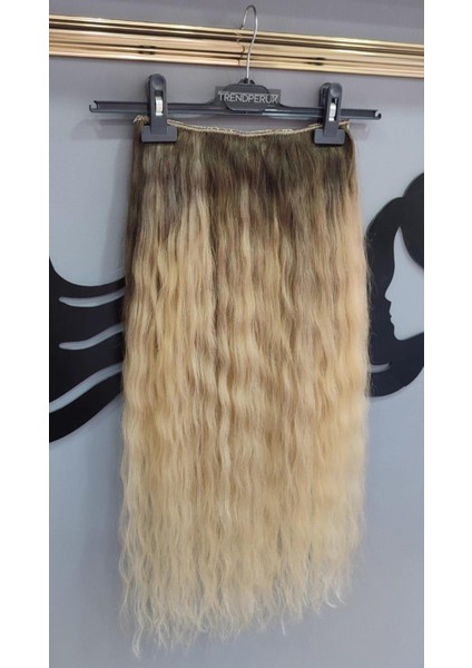 Yarımay + 2 Yan 200 gr 65-70 cm Gerçek Saç Çıtçıt Dip Kumral Alt Platin Renk fiyatları