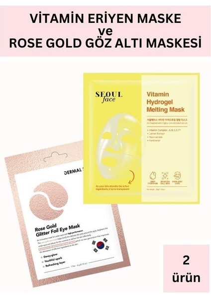 Vitamin Hydrojel Şeffaflaşan Eriyen Maske 34 gr ve Rose Gold Göz Maskesi Set