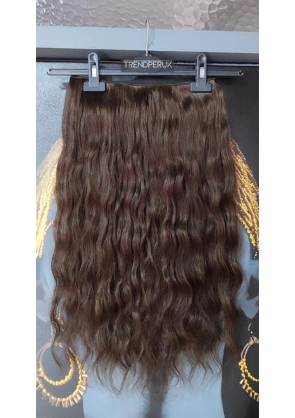 Yarımay + 2 Yan 150 gr 65-70 cm Gerçek Saç Çıtçıt Kahve Renk