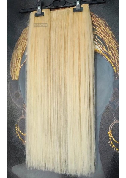 Yarımay + 2 Yan 150 gr 65-70 cm Gerçek Saç Çıtçıt Platin Renk fiyatları