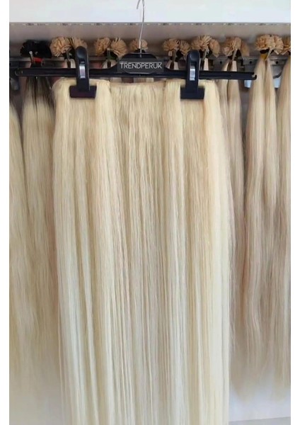 Yarımay + 2 Yan 150 gr 65-70 cm Gerçek Saç Çıtçıt Platin Renk modelleri