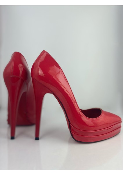 Kırmızı Rugan Çift Platform Stiletto Topuklu Ayakkabı fiyatları