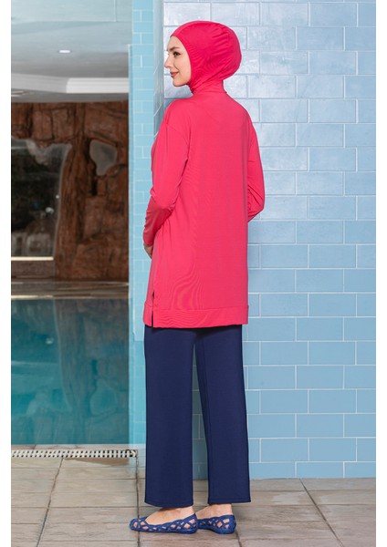 Önü Cepli Likralı Tam Kapalı Tesettür Mayo 1254 Fuşya fiyatları