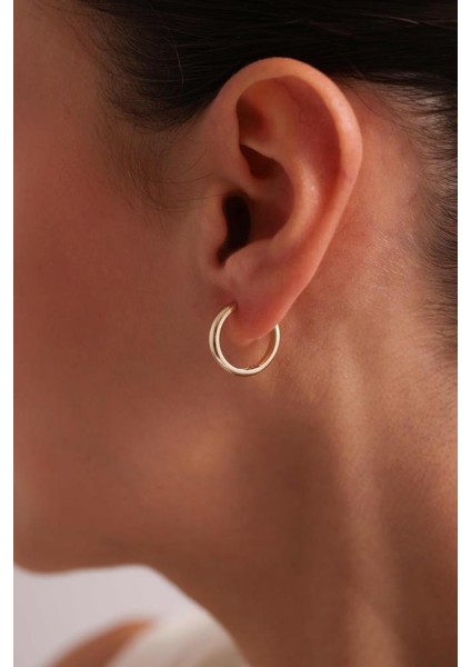 Altın Düz Oval Halka Küpe 1.6 cm 3mm