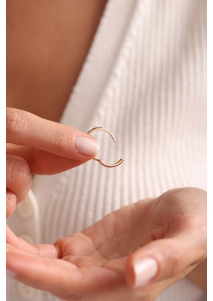 Altın Düz Oval Halka Küpe 1.6 cm 3mm modelleri