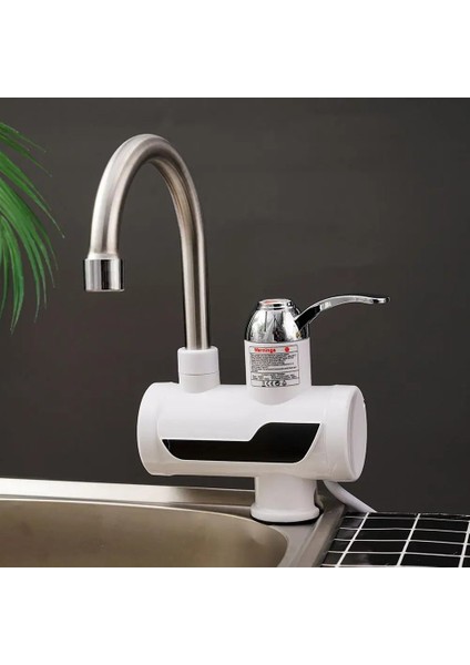 Elektrikli Ani Su Isıtıcı Musluk Sıcak Su Termal Şofben Banyo Mutfak Musluk Bataryası Sıcaklık Göstergeli (Alttan Girişli)