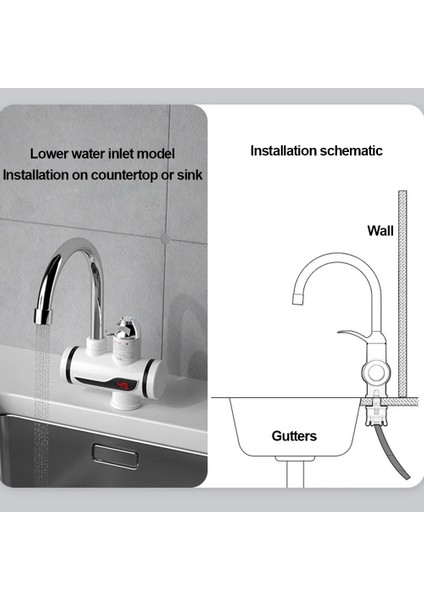 Elektrikli Ani Su Isıtıcı Musluk Sıcak Su Termal Şofben Banyo Mutfak Musluk Bataryası Sıcaklık Göstergeli (Alttan Girişli) modelleri