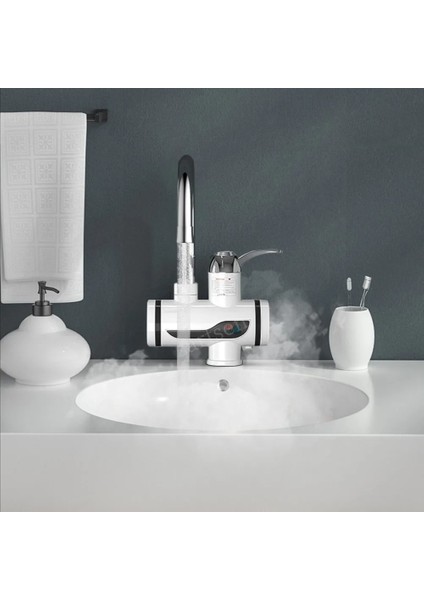 Elektrikli Ani Su Isıtıcı Musluk Sıcak Su Termal Şofben Banyo Mutfak Musluk Bataryası Sıcaklık Göstergeli (Alttan Girişli) fırsatları