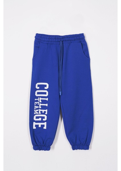 Team College Baskılı Saks Renk Erkek Çocuk Eşofman Tek Alt