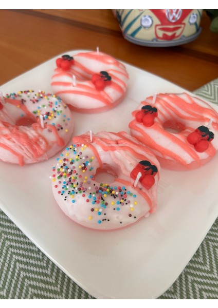 Boncuklu Donut Mum - Soya Wax Hediyelik Dekoratif Mum -Donat Pasta Mum fiyatları