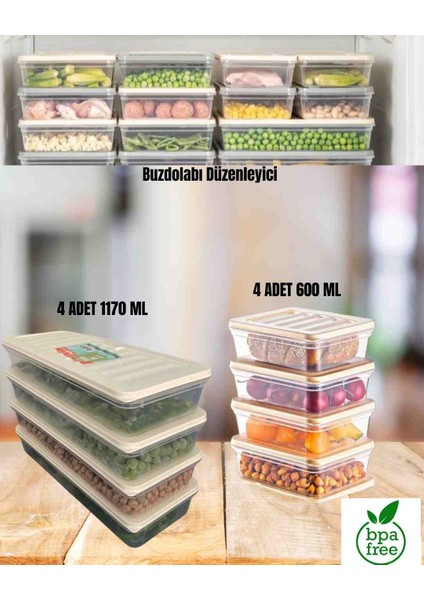 Saklama kabı buzdolabı organizer set difriz uyumlu saklama kabı