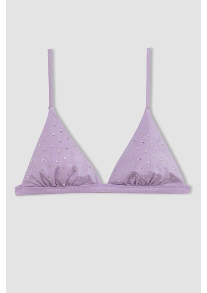 Regular Fit Desenli Üçgen Bikini Üstü-Fall in Love C4421AX24HS