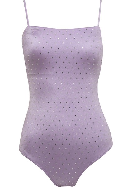 Regular Fit İnce Askılı Taşlı Mayo-Fall in Love C4418AX24HS