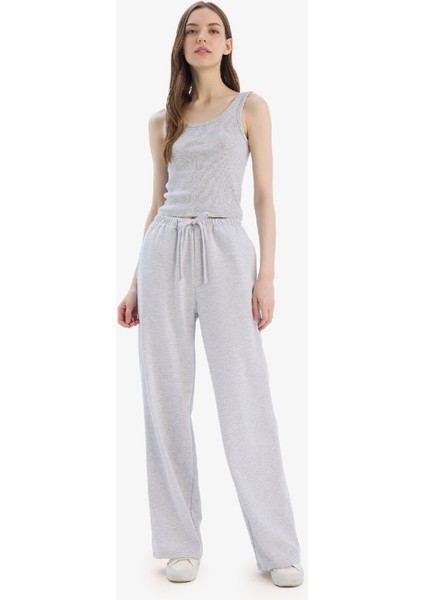 Straight Fit Beli Lastikli Eşofman Altı Uzun Boy Cepli Basic Düz D6667AX25SP