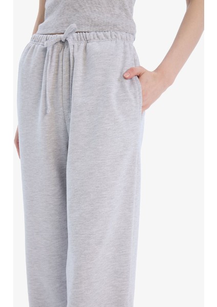 Straight Fit Beli Lastikli Eşofman Altı Uzun Boy Cepli Basic Düz D6667AX25SP