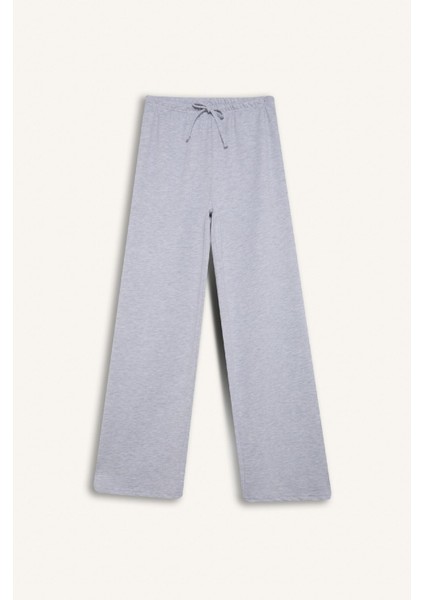 Straight Fit Beli Lastikli Eşofman Altı Uzun Boy Cepli Basic Düz D6667AX25SP
