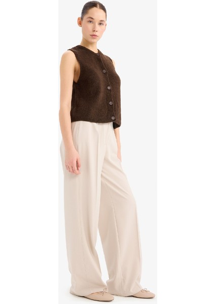 Standart Boy Kumaş Palazzo Pantolon Wide Leg Geniş Bol Paça Basic Düz Yüksek Bel C6402AX25SP fırsatları