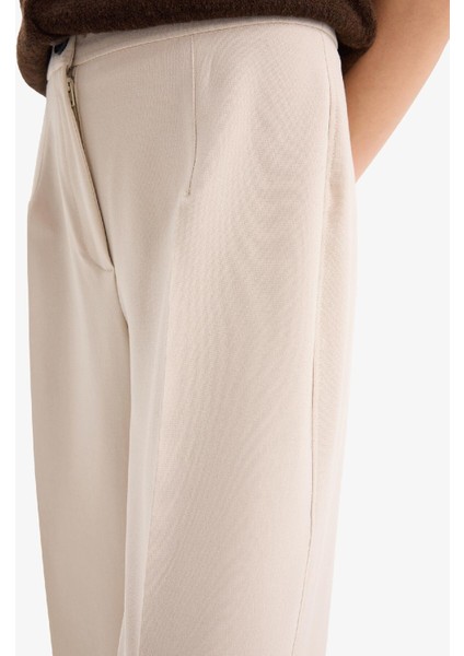 Standart Boy Kumaş Palazzo Pantolon Wide Leg Geniş Bol Paça Basic Düz Yüksek Bel C6402AX25SP