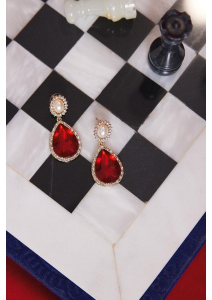 Kadın Kırmızı Taşlı Küpe E4060AXNS fırsatları