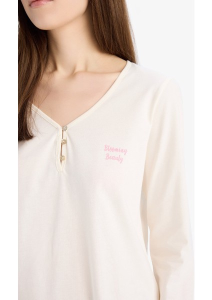 Pijama Takımı Uzun Kollu Üst Desenli Uzun Altı-Fall in Love E0856AX25SP