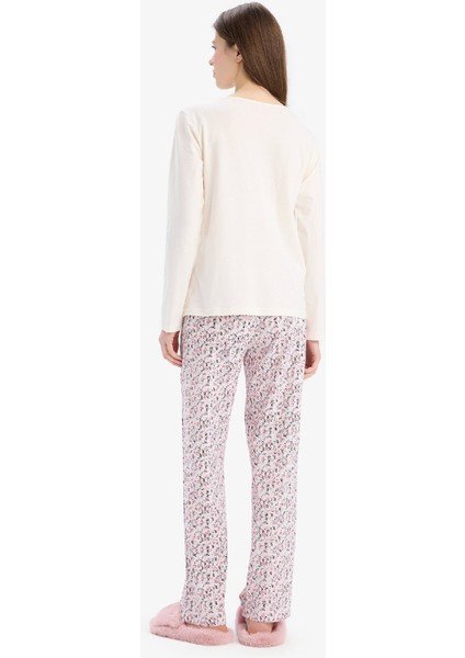 Pijama Takımı Uzun Kollu Üst Desenli Uzun Altı-Fall in Love E0856AX25SP