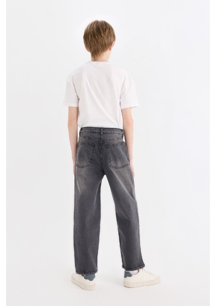 Erkek Çocuk Loose Fit Düz Paça Basic Düz Jean Pantolon D6489A825SM