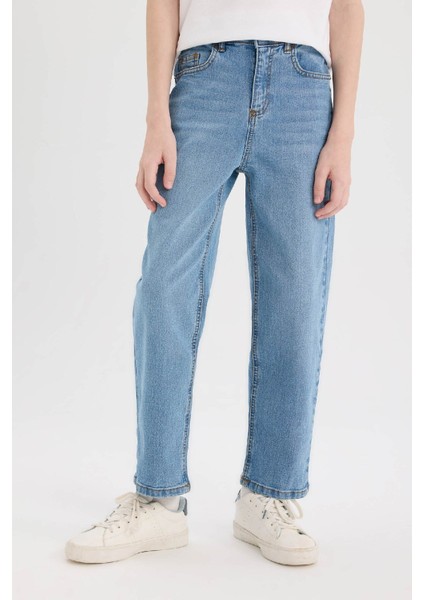 Erkek Çocuk Loose Fit Düz Paça Basic Düz Jean Pantolon D6489A825SM