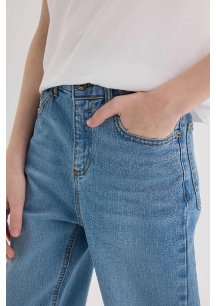 Erkek Çocuk Loose Fit Düz Paça Basic Düz Jean Pantolon D6489A825SM