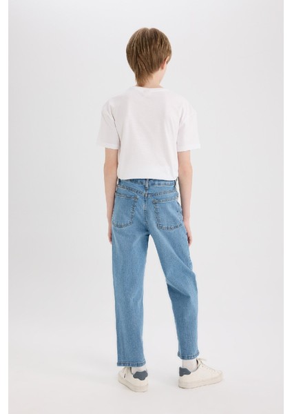 Erkek Çocuk Loose Fit Düz Paça Basic Düz Jean Pantolon D6489A825SM