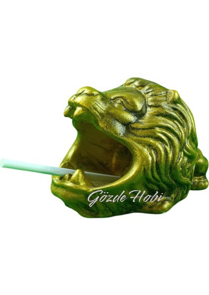 Aslan Beton Küllük /dekoratif Altın Eskitme / Hediyelik Kül Tablası