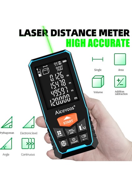 Aicevoos Yeşil Işın Dijital Lazer Mesafe Ölçer 50M70M100M120M Yeşil Işık Lazer Mesafe Ölçer Trena Lazer Ölçüm Bandı Rulet (Yurt Dışından) fiyatları