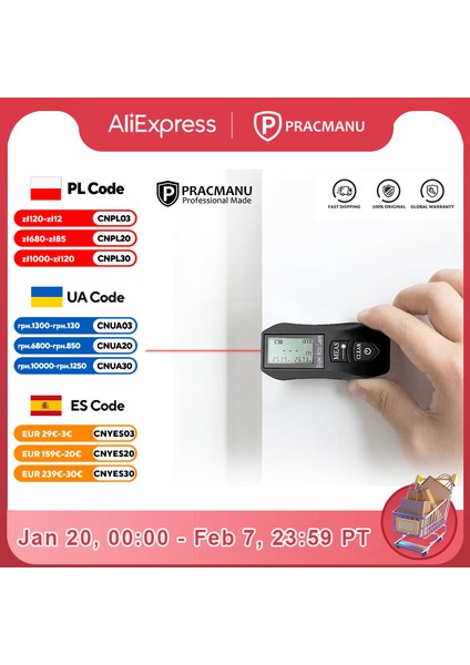 Pracmanu 30M Mini Lazer Mesafe Ölçer Yüksek Hassasiyetli Dijital Lazer Mesafe Ölçer USB Şarjlı Inşaat Aracı (Yurt Dışından)