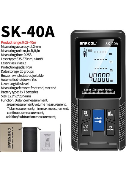 Snakol Mesafe Ölçer 40M/50M/70M/100M/120M Lazer Mesafe Ölçer Bant Mesafe Ölçer Ölçüm Cihazı Araçları Dijital Cetvel Test Aracı (Yurt Dışından)