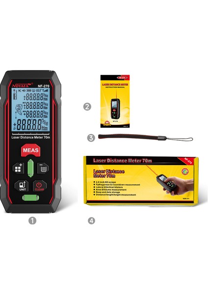 Noyafa Lazer Mesafe Ölçer NF-270 Mesafe Ölçer 70M Yatay Kabarcıklar Bant Mesafe Dijital Cetvel Aracı ile Dijital Mesafe Ölçer (Yurt Dışından)